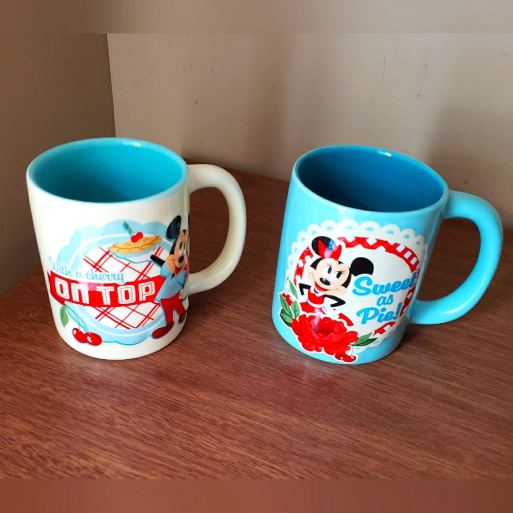 Disney Parks Retro Mickey And Minnie Mouse Sweet As Pie Coffee Mug Set